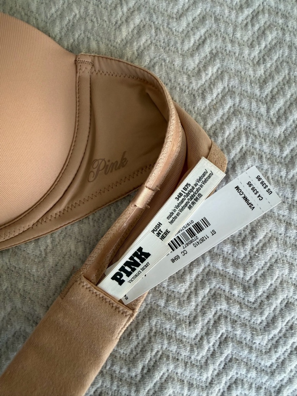 Victoria’s Secret Pink Strapless Push Up Bra Nude 34B NWT Multiway - Picture 7 of 9